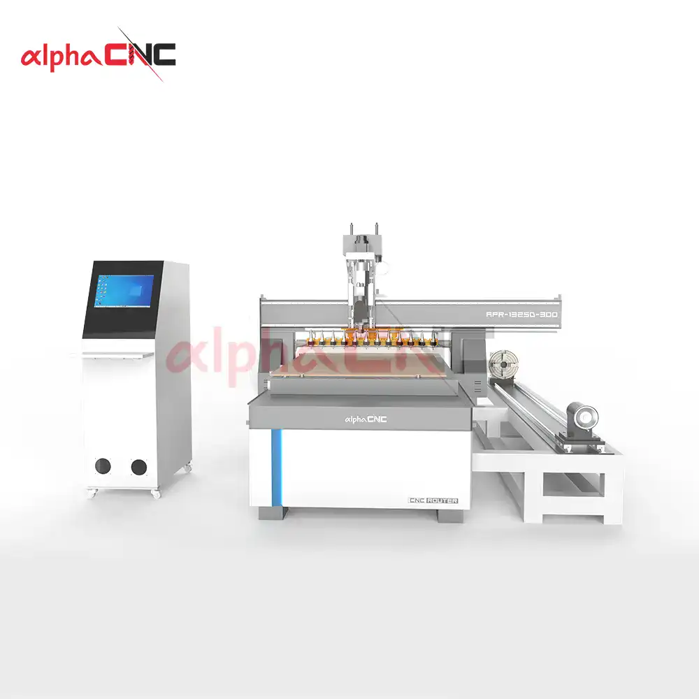 Side rotary axis for 1325 CNC router – 4th axis cylindrical carving attachment
