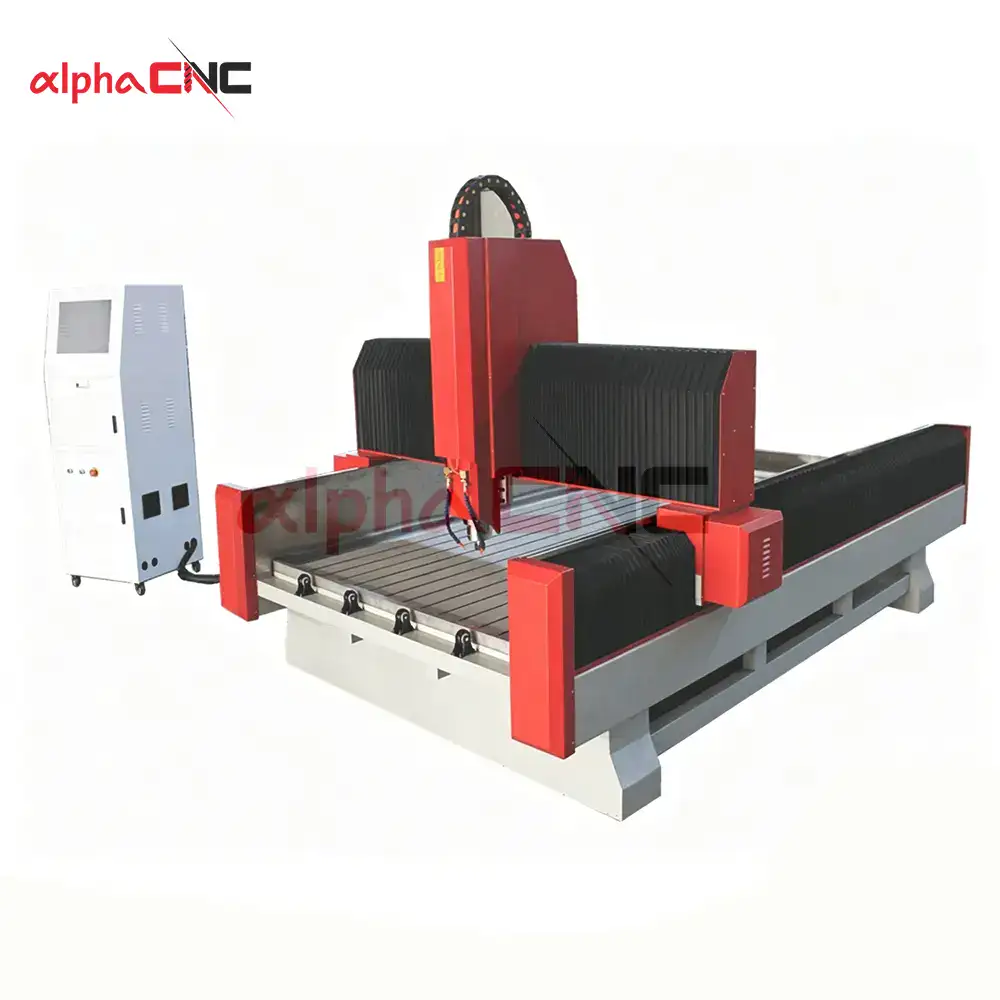 Side view of heavy‑duty stone CNC carving machine