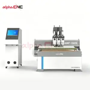 Side view of three-spindle CNC router