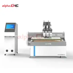 Side view of three-spindle CNC router