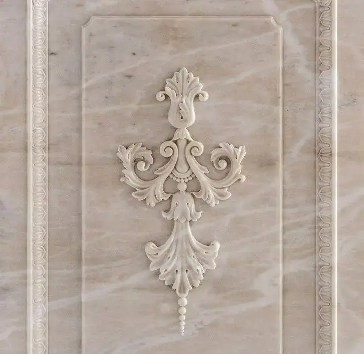 Stone CNC router carved marble floral relief wall panel