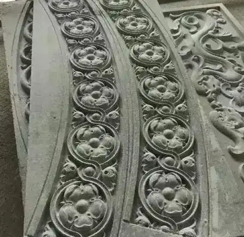 Stone CNC router curved stone floral pattern relief decorative panel