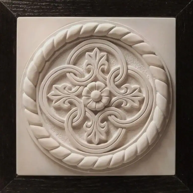 Stone CNC router round geometric floral stone relief tile