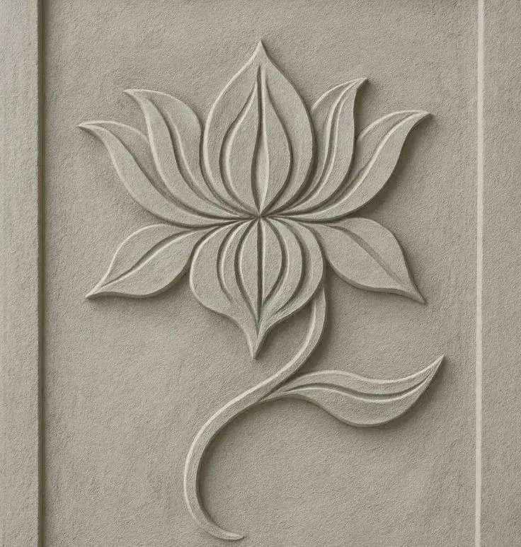 Stone CNC router simple lotus flower stone relief panel