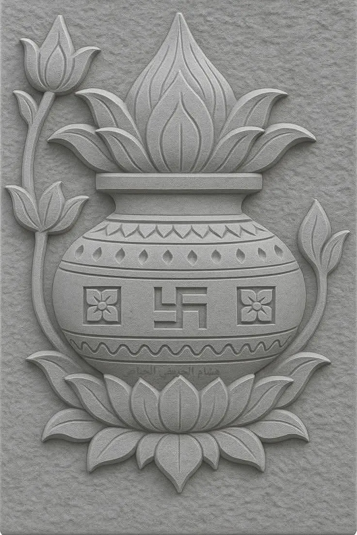 Stone carving in lotus shape