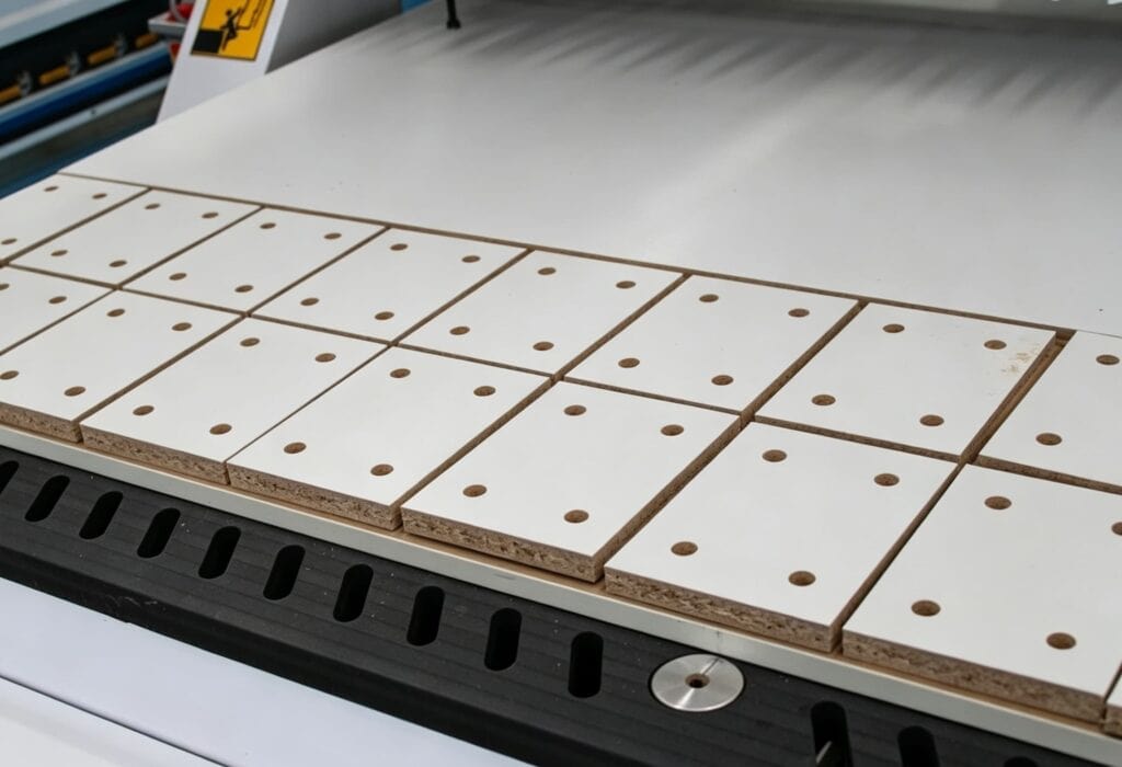 The Alpha ATC CNC router is used for drilling operations on panel furniture