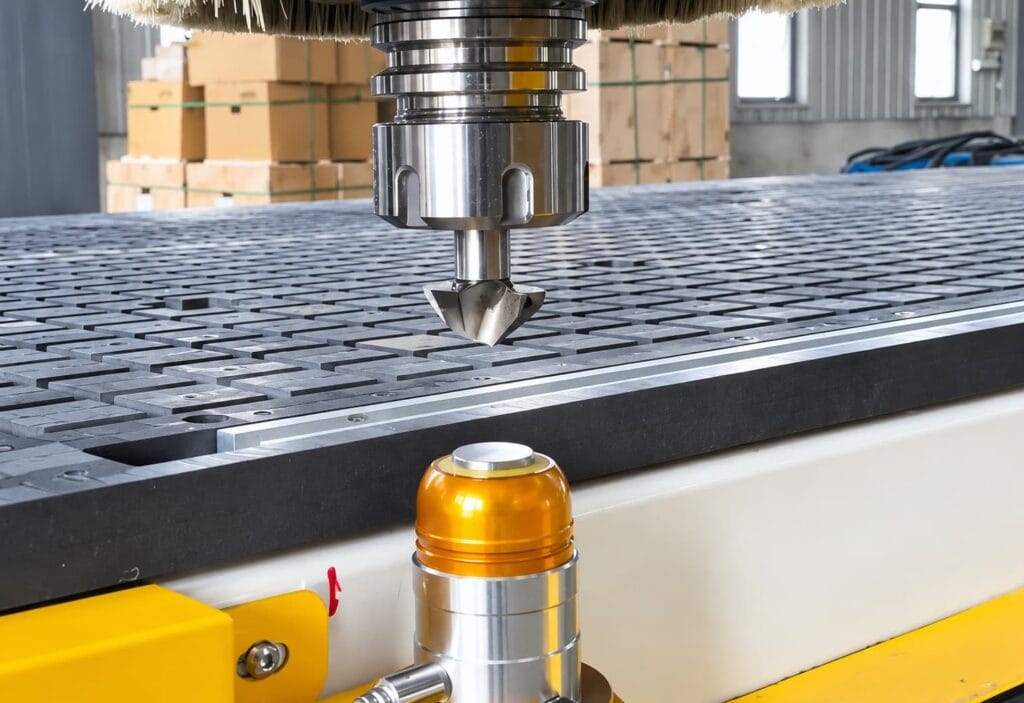 The automatic tool sensor can measure tool length.