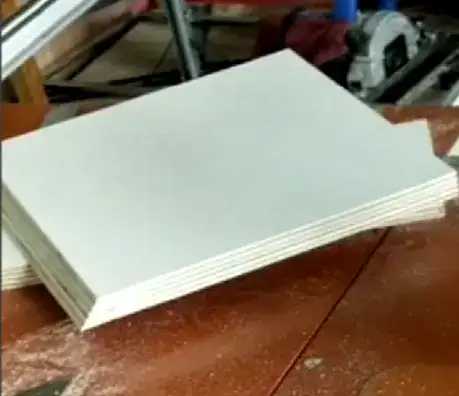 Sample of several uniformly thin wood strips, cut safely and accurately using the sliding table and fine-tuner