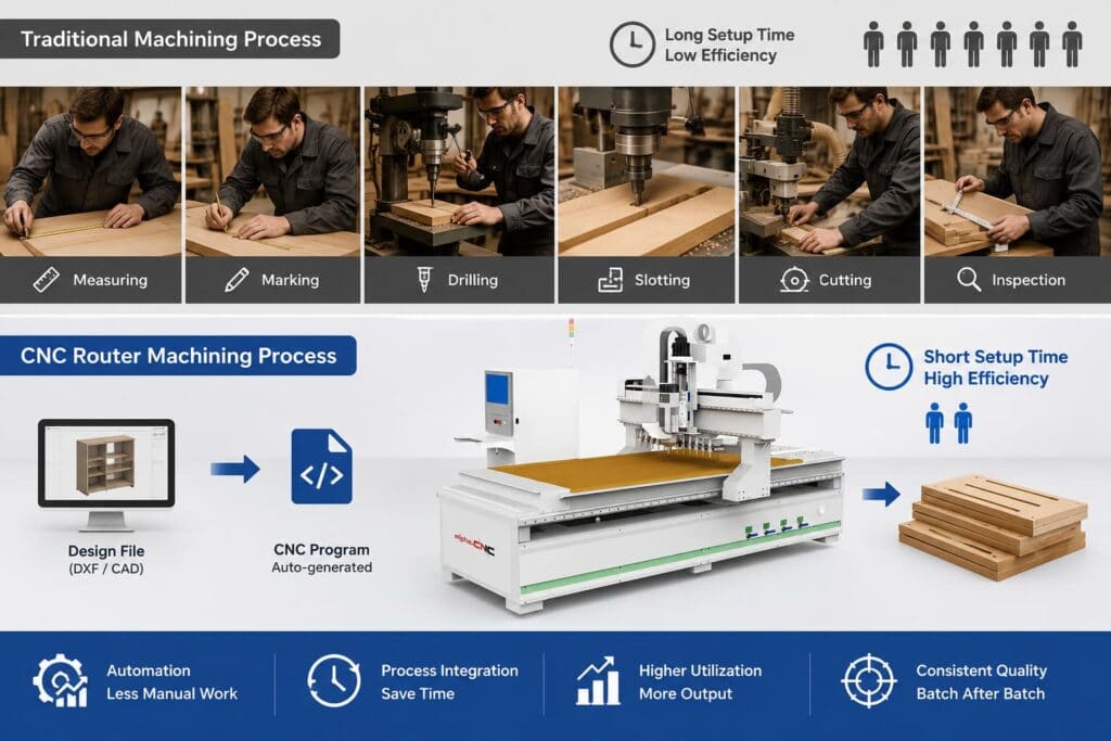 CNC routers can improve production efficiency.