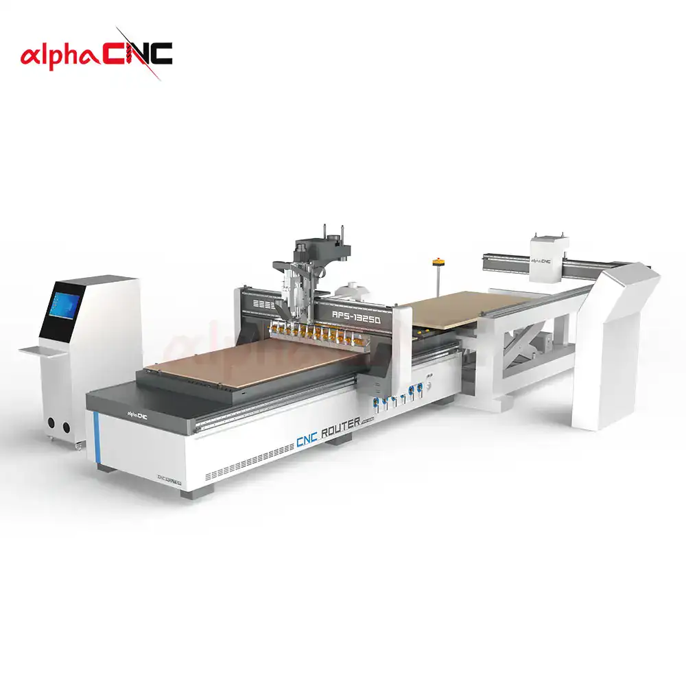 Vertical Drilling Unit on Nesting CNC Machine