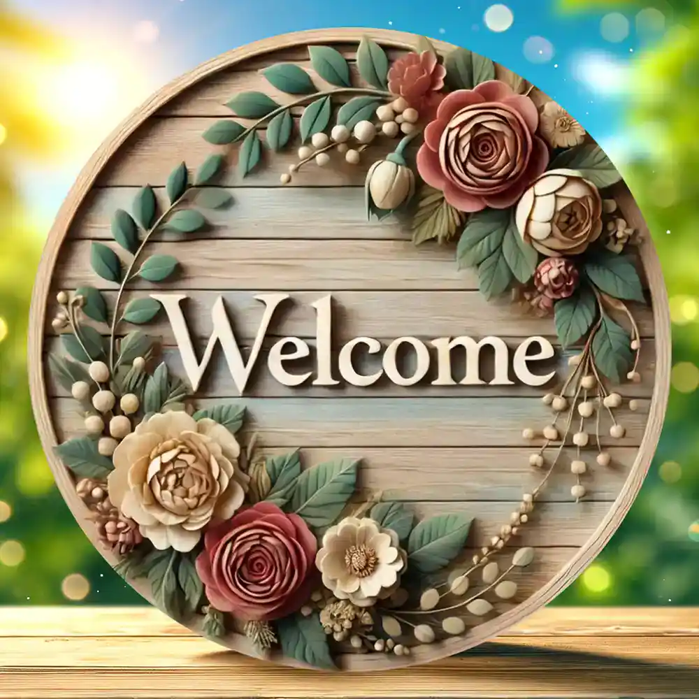 Wooden welcome decorative sign cut by cnc router