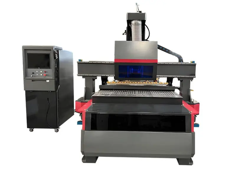 Photo of an ATC CNC cutter machine for wood, automatically changing tools for precision cutting and carving.