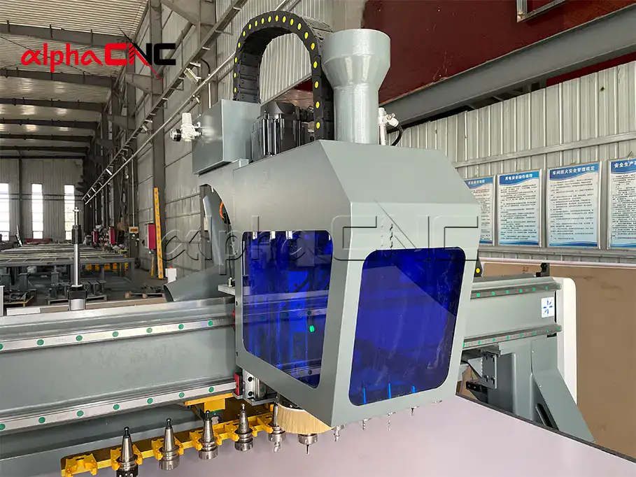 automatic tool changer cnc router spindle and tool magazine