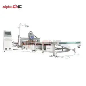 cnc machine conveyor table auto loading wood panel cutting
