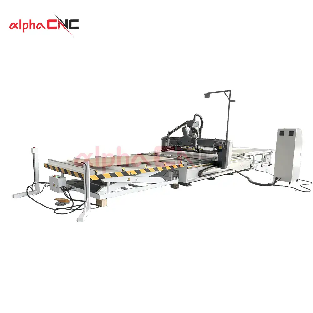 cnc router auto lift feeding automatic tool changer panel cutting machine
