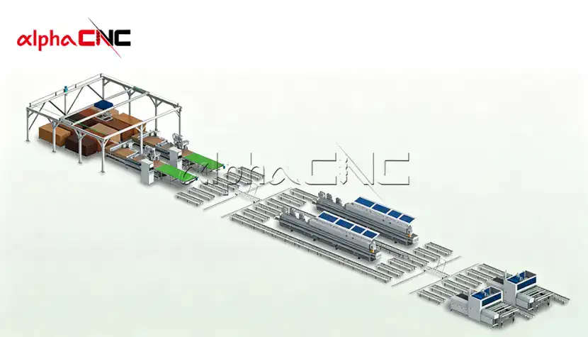 full automatic furniture cnc nesting production line layout drawing