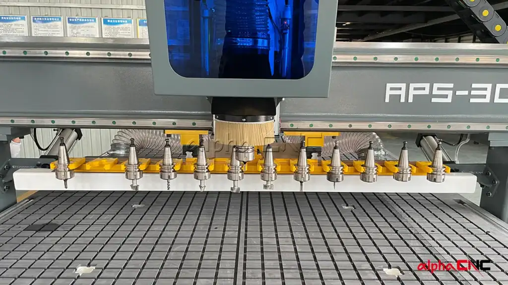 linear automatic tool changer for cnc router with vacuum table