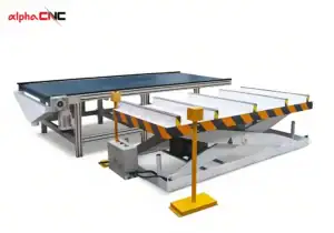 loading unloading system for wood nesting machine
