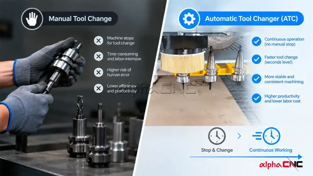 manual vs automatic tool changer for cnc router