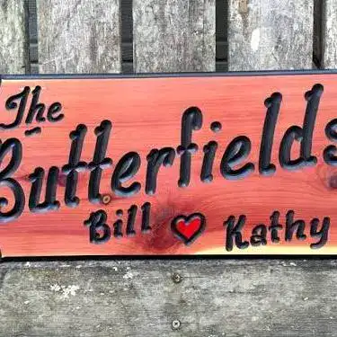 outdoor wooden sign by hobby CNC router