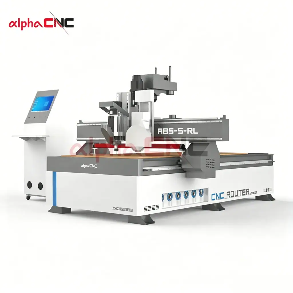 ABS-S-RL 1325 CNC Router with Spindle, Saw Blade & Press Roller
