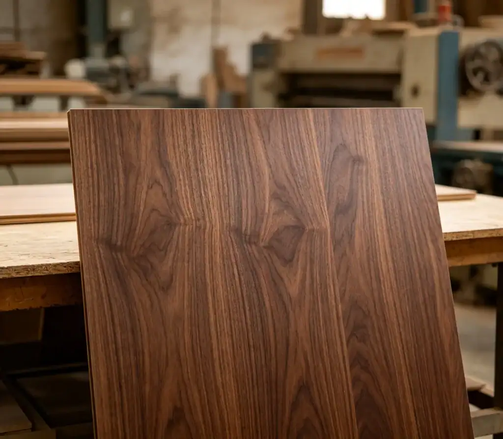 wide belt sander processed walnut veneer wood panels