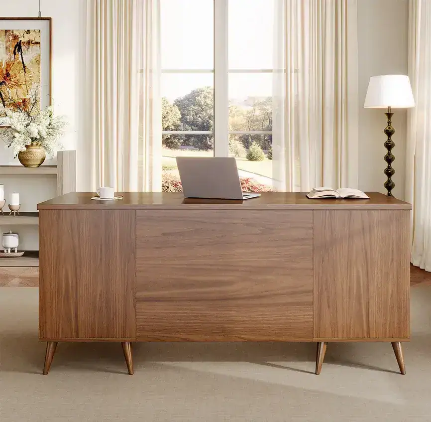 wide belt sander processed walnut wooden sideboard cabinet