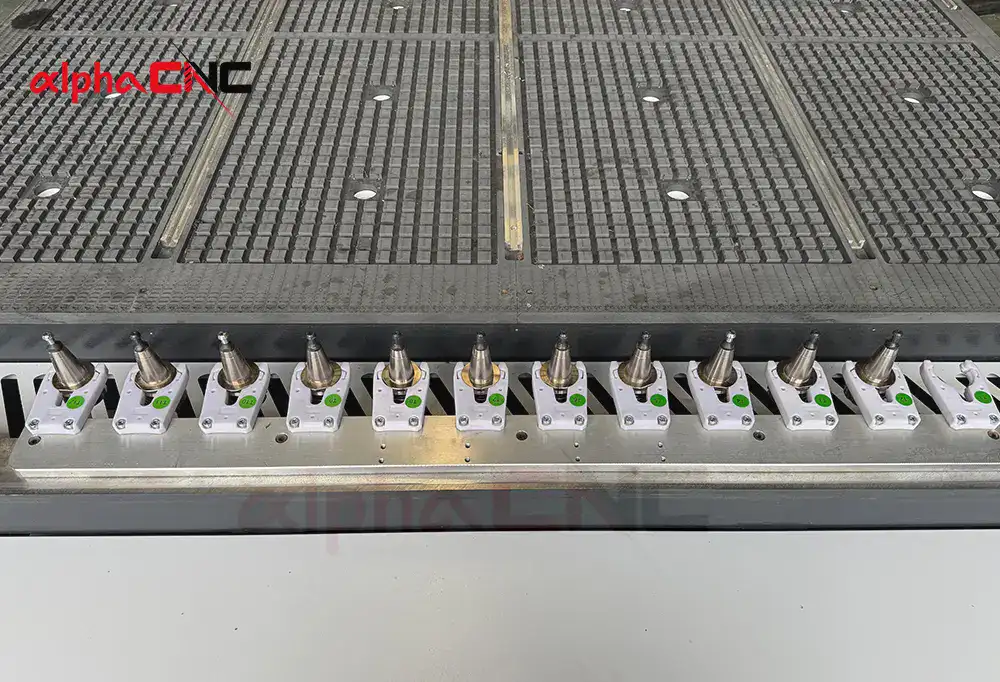 wood cnc router automatic tool magazine with cutting bits