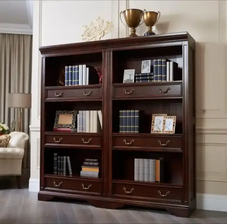 wood cnc router carved vintage wooden display bookcase