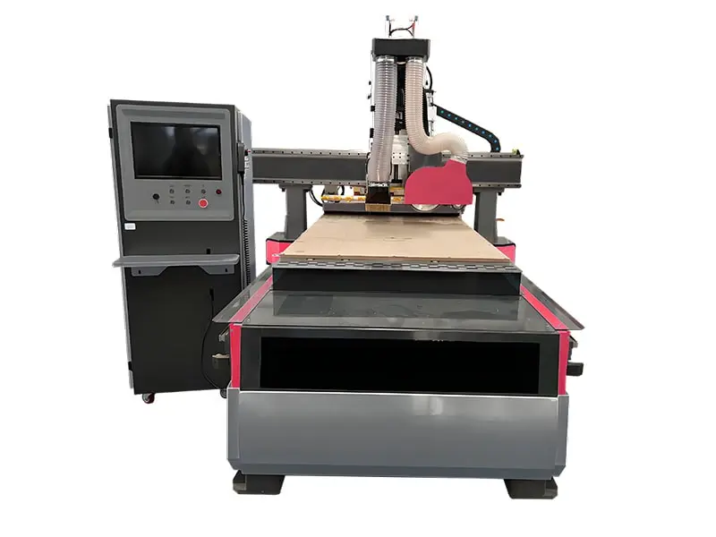 Photo of a combined wood CNC router with an integrated saw for efficient cutting, carving, and trimming in one machine