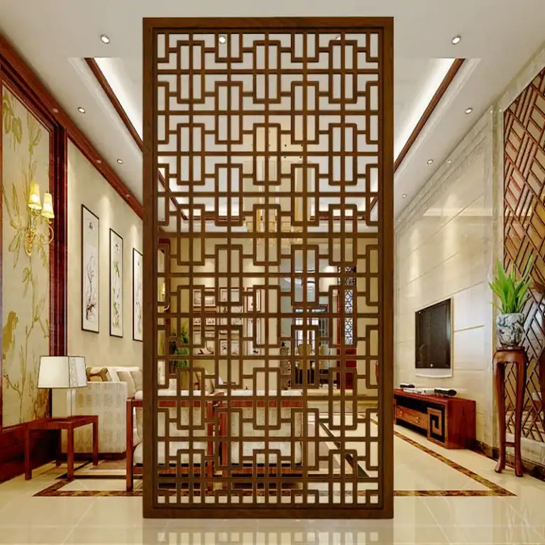 wooden lattice partition panel cnc router carved